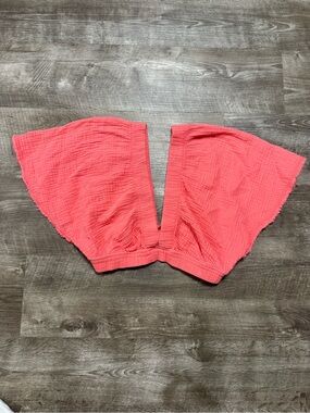 Aerie Peachy Pink Flutter Sleeve Crop Top Size Small